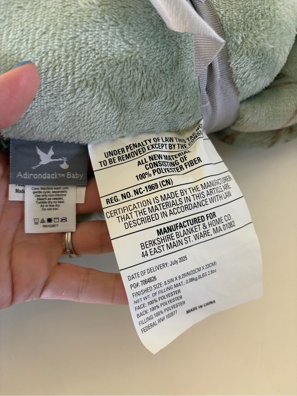 Adirondack Baby By Berkshire Neck Pillow & Throw Blanket Green Dinosaur Gift Set - Picture 7 of 8